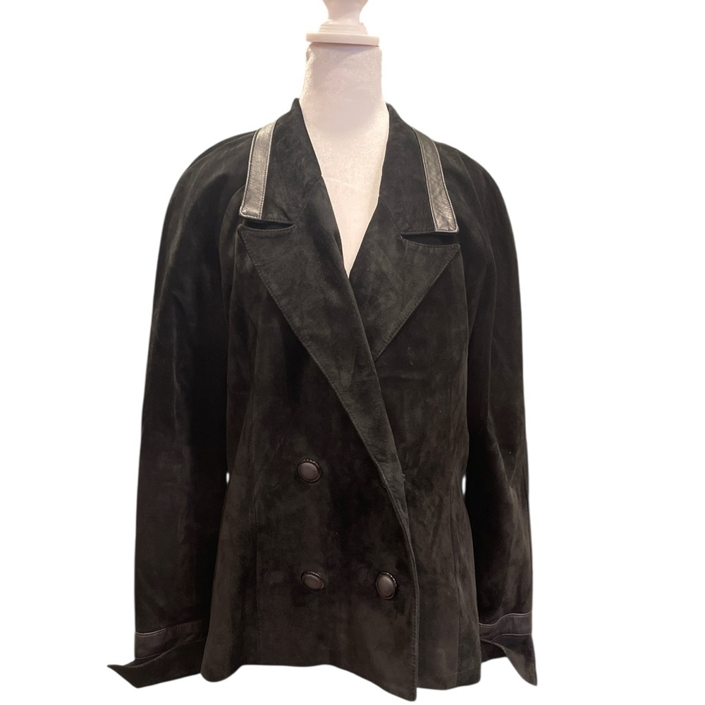 Danier Black Suede Leather Jacket Women’s Large Made in Canada vintage